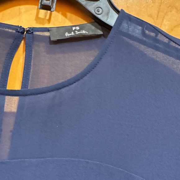 Paul Smith Navy Ruffle Sleeve Blouse - Picture 3 of 5